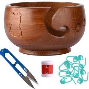 Cuenco de madera artesanal para hilo de ganchillo |   Soporte Duradero para Hilos de Tejer para Uso Doméstico y Profesional - Product Image 6