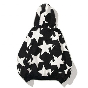 Logotipo personalizado al por mayor Streetwear Full Face Zip up Hombres Suéter Chaqueta Abrigo Hombres Zip Sudadera con capucha con estampado de estrellas - Product Image 2