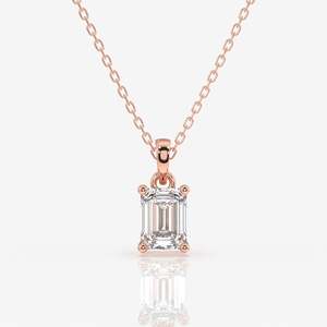 Pendentif solitaire en diamant de laboratoire taille émeraude en or 14 carats, pendentifs et breloques en diamant - Product Image 5