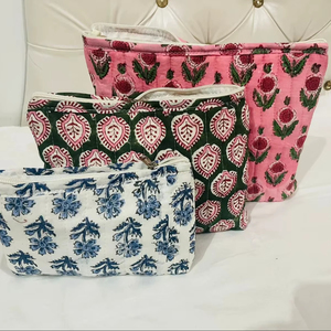 <b>Large</b> Zipper Cotton makeup <b>bag</b> |Bridesmaid Gift | Vintage Floral Women's Toiletry Pouch | Travel Packs Handmade Cosmetic <b>Bags</b> - Product Image 1