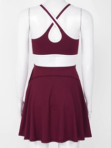 ชุดเทนนิสของผู้หญิงกับกางเกงขาสั้นชุดเล่นกีฬาแบดมินตันคอวีอัดพลีทชุดออกกำลังกายกลางแจ้งเล่นกีฬาชุดออกกำลังกายแขนกุด2024 - Product Image 4