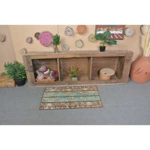 Tapis turc vintage 1,8x3,1 pieds bleu marron écologique poils moyens tissage plat laine motif patchwork décorations de salle à manger - Product Image 3