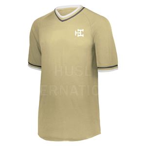 Maillot de baseball col en V grande taille pour homme, respirant, séchage rapide, vêtement de sport d'été, personnalisable avec logo, uni, vente en gros - Product Image 1