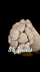 Bague personnalisée 3D Fleur Hip Hop Unisexe Bustdown Argent 925 Glacé VVS Moissanite Diamant Big Pinky Anneau Pour Cadeau de Noël - Product Image 3