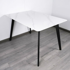 Aster BA68033 <b>Dining</b> <b>Table</b> 120/140x80cm Extendable Stone Top with Wooden Legs MDF Wood Style and Lazy Susan - Product Image 2