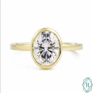 Élégant ensemble de lunette ovale 1.50 CT Moissanite bague de fiançailles diamant inspiré alliance - Product Image 4