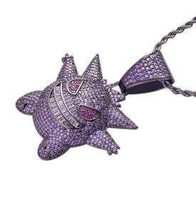 Collier pendentif personnalisé style Hip Hop, serti de diamants et pierres précieuses, chaîne entièrement glacée, en alliage de zinc argenté de haute qualité, vente en gros - Product Image 3