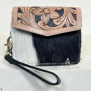 Porte-monnaie en cuir de vachette véritable, artisanal, nouvelle arrivée en gros 2025, style western bohème, mini portefeuille pour femmes - Product Image 1