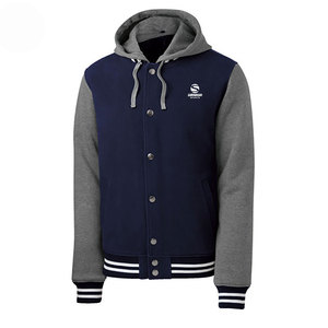 OEM personalizado al por mayor de cuero de la manga del bordado transpirable bombardero de béisbol Letterman Varsity chaqueta informal para los hombres - Product Image 1
