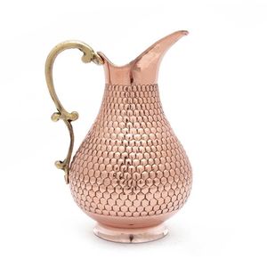Poignée en laiton de qualité supérieure verres cruche en cuivre pur finition martelée vernis mat pour jus d'eau articles utilitaires en plastique - Product Image 3