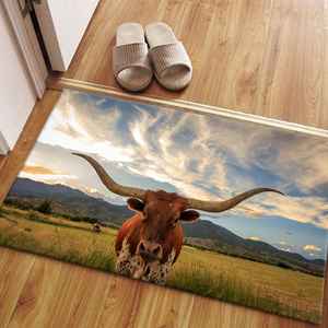 Tapis pour vaches Longhorn, Tapis de pâturage, Tapis pour vaches, Tapis pour animaux, Tapis personnalisé, Tapis en chenille - Product Image 1