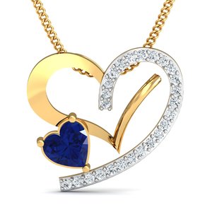Colgante Boho en Forma de Corazón con Circonita Azul, Chapado en Oro de 18k, Delicado Colgante de Amor al por Mayor para Mujer - Product Image 1