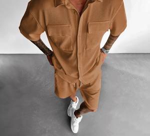 Conjunto de pantalones cortos de diseño informal personalizado para hombre, conjuntos de camisetas con estilo de alta calidad, conjunto de camisa de pantalones cortos transpirables de algodón 100% - Product Image 4