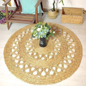 Natural Seagrass Decorative Mat \ Handmade Rug for Farmhouse & Minimal Decor - Product Image 3