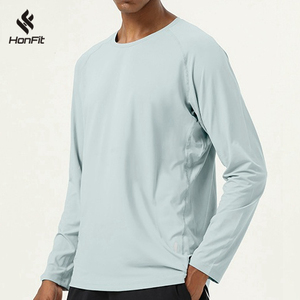 HONFIT Custom Logo Summer Breathable Quick Dry Male Activewear Blank Solid 180Gsm Casual Sports <strong>White</strong> Men's Long Sleeve T <strong>Shirt</strong> - Product Image 5