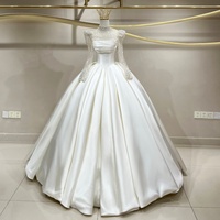 Robes de mariée Jancember JFH98 Classic High Neck Satin Vestidos De Novia