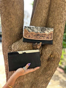 Nouveau élégant Style occidental cheveux sur la peau usiné fourrure cuir pochette femmes conçu sac à main vente chaude usiné cuir fermeture éclair portefeuille - Product Image 3