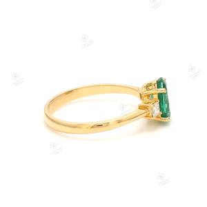 Anillo de tres piedras de diamante esmeralda de alta calidad 14K 18K oro sólido piedra preciosa genuina anillo de bodas fino del fabricante a granel - Product Image 4