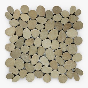 Mosaico de Piedras Verdes Ecológicas, Duraderas y Modernas para Exteriores de Villas, Piedra Natural de Río de 3-5cm y 1cm, Instalación Manual - Product Image 3