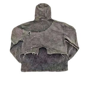 Sudadera de estilo Vintage unisex bordada 360gsm impresión Digital peso pesado 100% algodón pulóver con capucha para invierno - Product Image 6