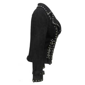 Custom Embroidered Logo Solid Color <b>Long</b> Sleeve Ladies <b>Leather</b> <b>Jackets</b> / Plus Size Women <b>Leather</b> <b>Jackets</b> - Product Image 4