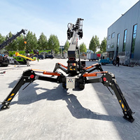 Grue araignée pliable télécommandée homologuée CE EPA, 10,8 m, petite grue araignée sur chenilles avec nacelle, flèche de levage et ventouse pour verre