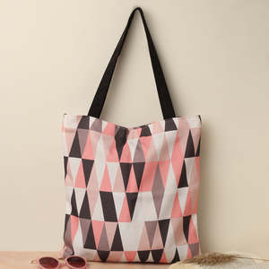 Geometric Cotton Canvas Tote <b>Bags</b> Full Stylish Digital Printed Fabric Pattern <b>Bag</b> With <b>Black</b> Handle African Assent <b>Bag</b> For All - Product Image 2