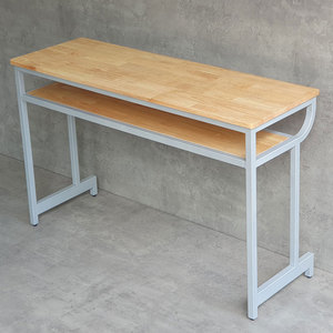 PSD036 School Furniture Natural Wood Double <b>Study</b> <b>Desk</b> with Iron Frame - Product Image 5