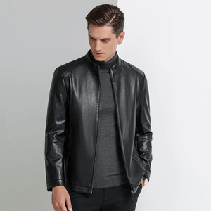 Men's <b>Jacket</b> Spring and Autumn Handsome Solid Color Collar Motorcycle Leather Coat Slim Fashion Leather <b>jacket</b> for men - Product Image 2