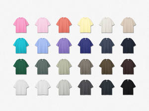 Marca de moda informal Color sólido 275G Patrón Camiseta de manga corta 100% Algodón puro Camiseta suelta para hombres - Product Image 3