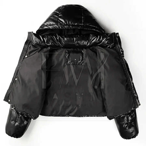 As Per Customer Demand Knitted <b>Crop</b> Top <b>Women</b> <b>Puffer</b> <b>Jackets</b> 100% Polyester Fabric Waterproof Custom Logo - Product Image 2