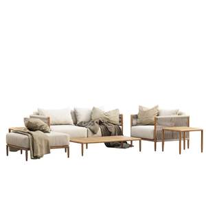 Canapé de salon avec structure en teck, mousse épaisse et tissu doux et lisse avec finition soignée - Product Image 3