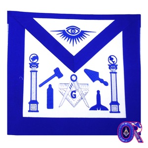 Tablier d'officier maçonnique en cuir de qualité supérieure, bleu anglais, pour Loges, avec broderie de logo 3D personnalisée, service OEM ODM - Product Image 4