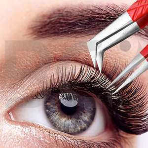 Pince à épiler d'extension personnalisable en acier inoxydable Greffe de cils durable avec des nuances droites incurvées rouges pointues disponibles - Product Image 3