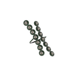 Chrome Diopside พลอยปู925เงินสเตอร์ลิงโรสตัดแหวนเพชร - Product Image 1