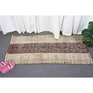 Gran Bohemia Beige 1,9X4 pies Área Alfombra Clásico Turco Rectángulo Lana Patrón de retazos abstracto Respaldo de látex para alfombra de vida - Product Image 4