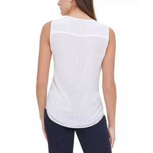 Top da Donna Tommy Hilfiger Taglia Grande con Volant Frontale in Tessuto Intrecciato Colore Bianco - Product Image 2