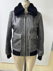 Veste en cuir d'aviateur B2Bomber pour homme, veste de moto personnalisée, pilote vintage, mode d'hiver, vêtements d'extérieur, col en fourrure véritable, cuir tanné - Product Image 4
