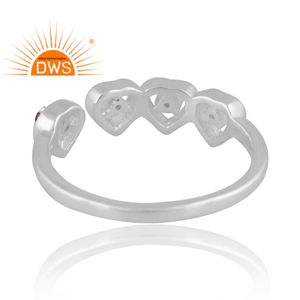 แหวนพลอยโทแพซธรรมชาติสีเงินสเตอร์ลิงและพลอยบุษราคัมสีขาวดีไซน์ใหม่ของขวัญตามสั่งสำหรับผู้หญิง - Product Image 2