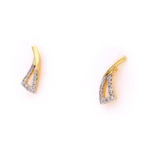 Modernos Pendientes Geométricos de Diamantes en Dos Tonos de Oro, Elegantes Triángulos Curvos, Joyería Fina para Mujer, Aniversario - Product Image 6