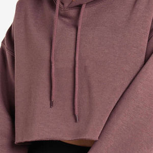 Sudaderas cortas para mujer, sudaderas con capucha recortadas para mujer, sudaderas con capucha de cuello redondo recortadas con manga de logotipo personalizado de gran tamaño para mujer - Product Image 4