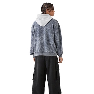 Sweat à capuche tendance effet délavé, streetwear chaud et épais 300 g/m² en coton/polaire, personnalisable pour hommes – Meilleures ventes - Product Image 3