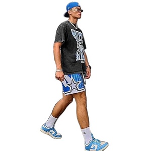 Pantalones cortos de cintura elástica de malla de calle alta para hombre, pantalones cortos personalizados de secado rápido y transpirables hasta la rodilla - Product Image 4