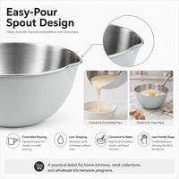 Ensemble de 3 bols mélangeurs empilables personnalisables en acier inoxydable colorés avec becs verseurs pour salades, légumes, pâtes et pâtisseries