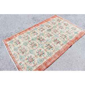 Alfombra Turca de 3.9x6.46 pies, Alfombra Vintage, Alfombra Oriental Roja y Verde - Product Image 2