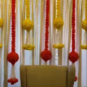 5 pies vibrante amarillo y rojo flor colgante para Eventos Decoración de flores para fiestas y funciones Latkan para Haldi y Mehndi Decor - Product Image 1