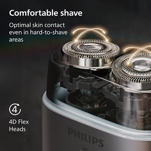 Afeitadora Eléctrica Inalámbrica Rotativa, Uso en Seco y Húmedo, Triple Cuchilla, Estuche de Viaje, Resistente al Agua IPX7, Idioma de Funcionamiento Alemán, Afeitadora Facial - Product Image 5