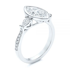 Bague de mariage en or 18k personnalisée, ensemble de lunette à coupe marquise, ensemble de chaînes de mariage, bague en diamant pour femmes - Product Image 6