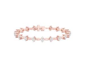 IGI Certified Lab Grown Round Cut Diamond Link Tennis Bracelet in 14K Yellow / White / Rose Gold - Product Image 4