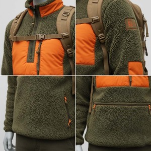 High Pile <b>Sherpa</b> <b>Fleece</b> Pullover Men's Winter Warm Outdoor Tactical Sweatshirt with Contrast Nylon Patches 100% Cotton - Product Image 4